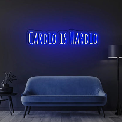 Cardio is Hardio Neon Sign | Fun LED Wall Decor for Gym, Fitness Room, and Home Workout Spaces