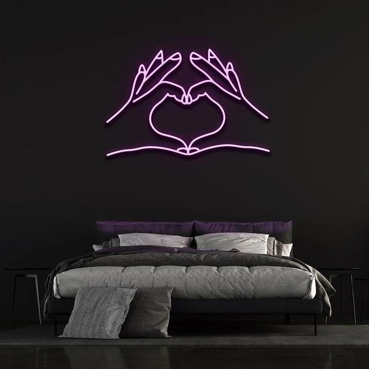 HEART HANDS - LED NEON SIGN-Neonsigns-45 x 90 cm-Purple-Neon Brothers