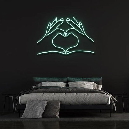 HEART HANDS - LED NEON SIGN-Neonsigns-45 x 90 cm-Teal-Neon Brothers