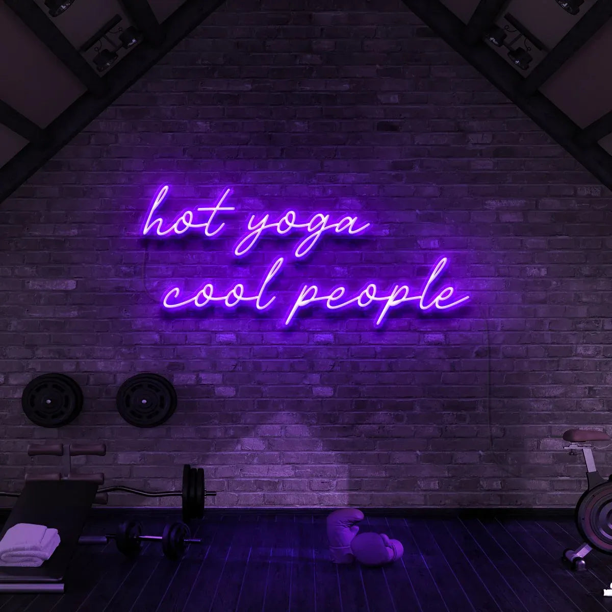 Hot Yoga Cool People Neon Sign | Motivational LED Light for Yoga Studios, Home, Office, or Fitness Spaces