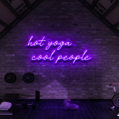 Hot Yoga Cool People Neon Sign | Motivational LED Light for Yoga Studios, Home, Office, or Fitness Spaces