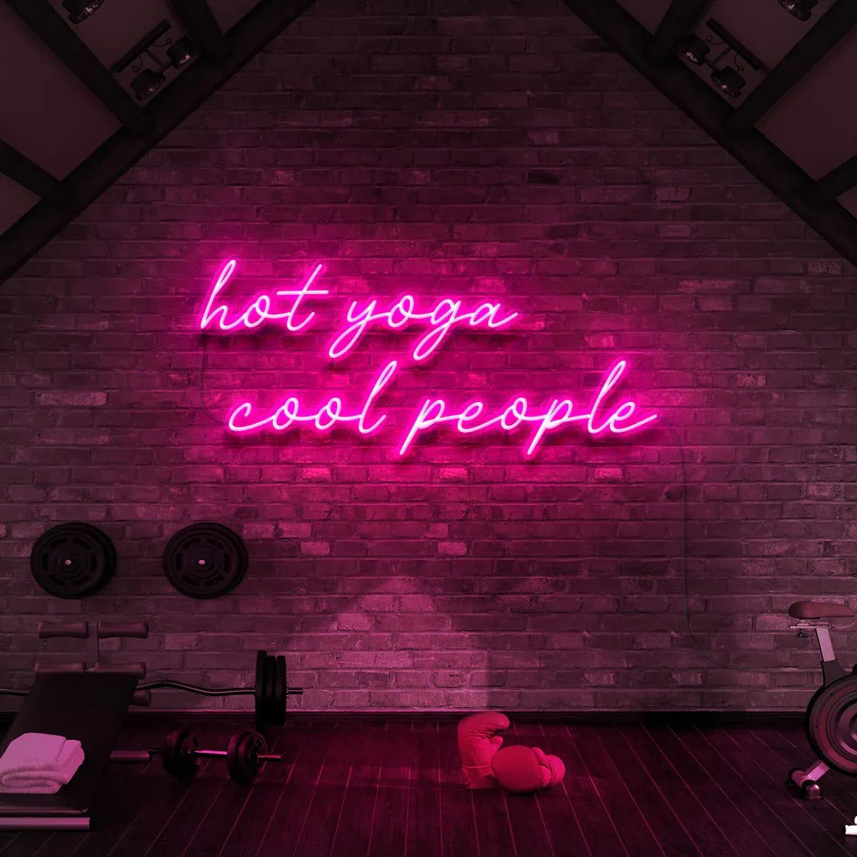 Hot Yoga Cool People Neon Sign | Motivational LED Light for Yoga Studios, Home, Office, or Fitness Spaces