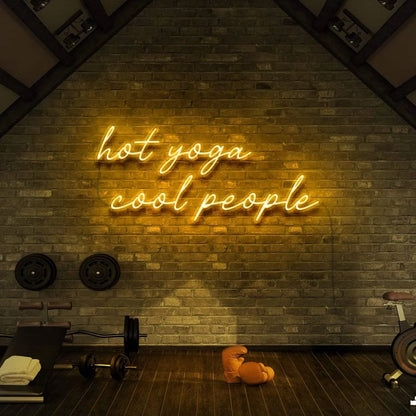 Hot Yoga Cool People Neon Sign | Motivational LED Light for Yoga Studios, Home, Office, or Fitness Spaces