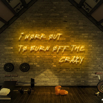 I Work Out to Burn Off The Crazy Neon Sign | Motivational LED Light for Fitness, Gym, Home & Office