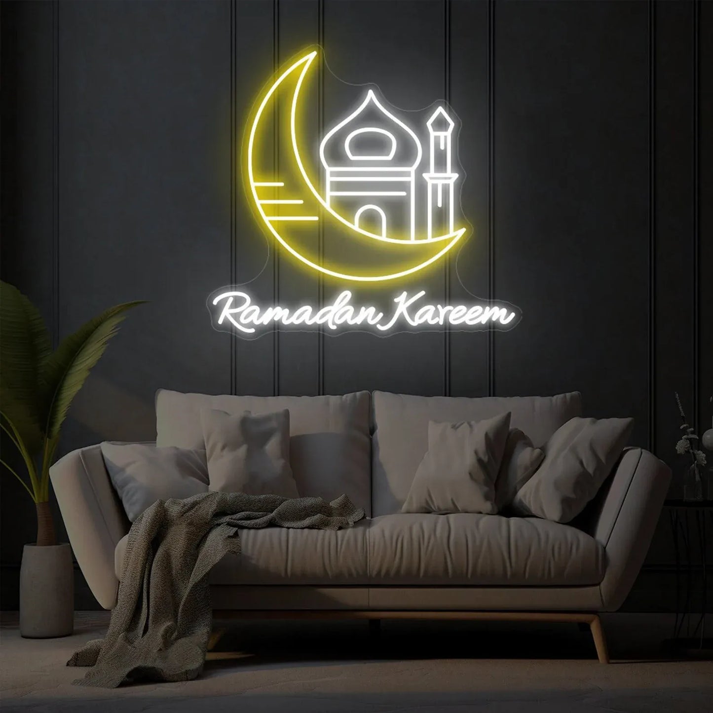 Ramadan Kareem Mosque 2025 Neon Sign - Customizable LED Light for Ramadan Décor