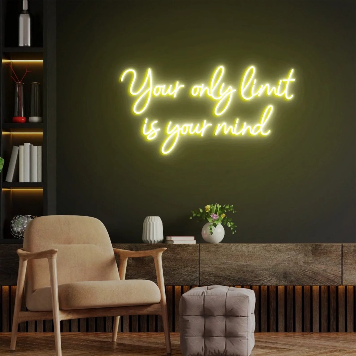 Your Only Limit Is Your Mind Neon Sign | Inspirational Quote for Gym, Office Wall Decor