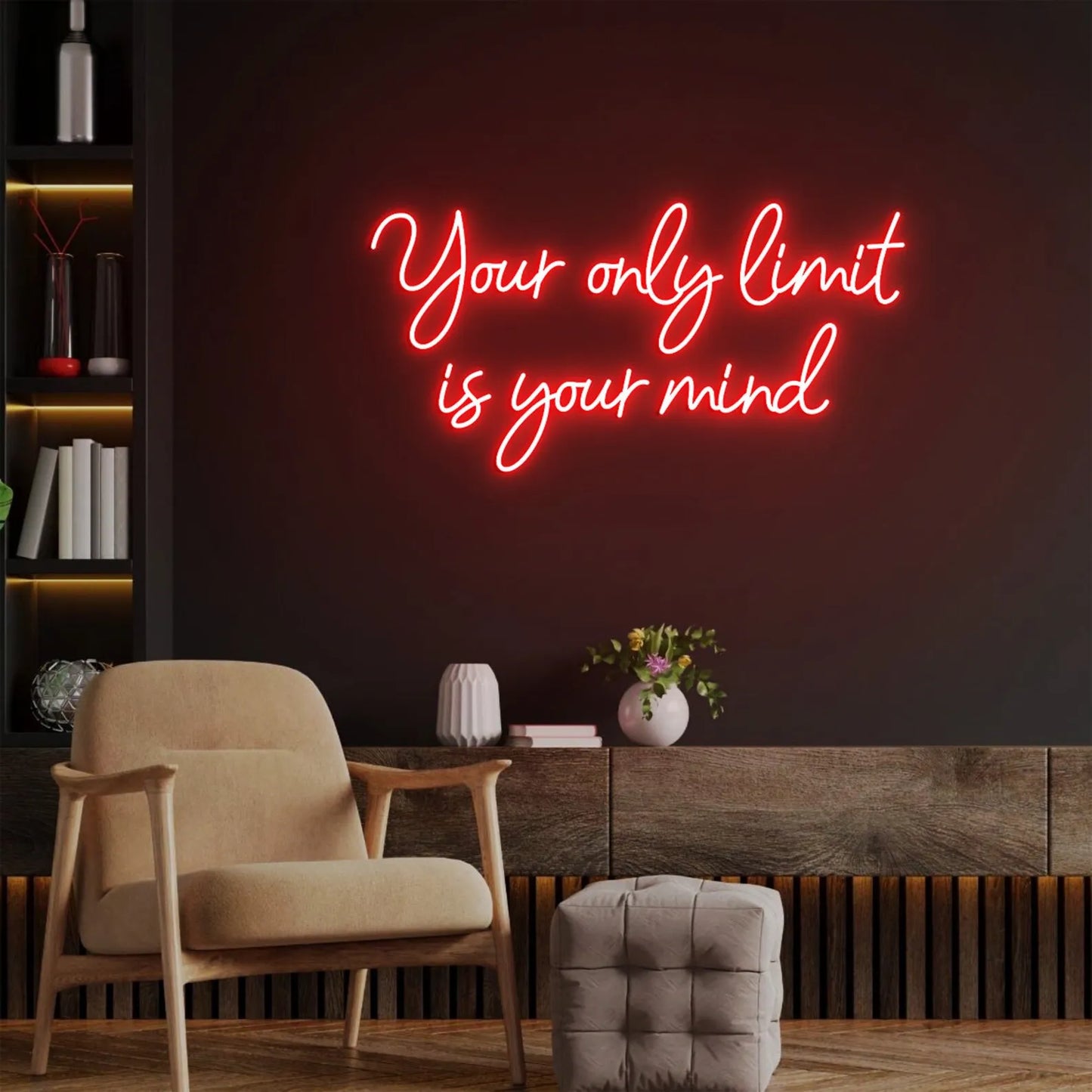 Your Only Limit Is Your Mind Neon Sign | Inspirational Quote for Gym, Office Wall Decor