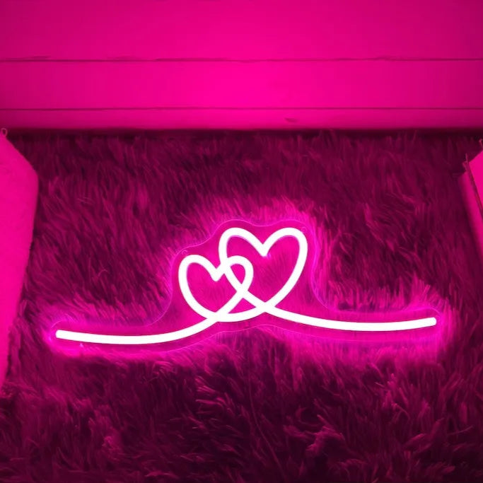 Double Heart LED Neon Sign - Valentine's Day Gifts