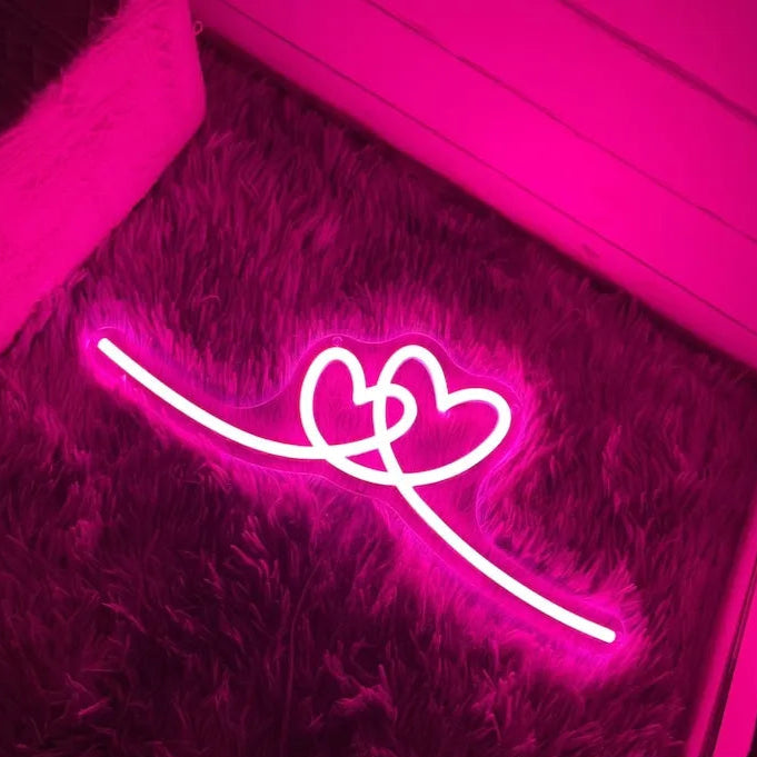 Double Heart LED Neon Sign - Valentine's Day Gifts