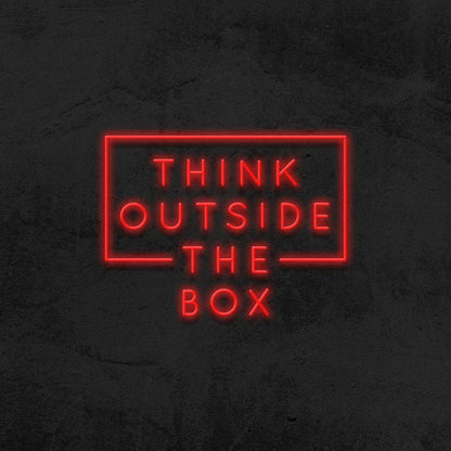 Think Outside the Box Neon Sign | Office Wall Art, Office Wall Decor, Office Neon Sign