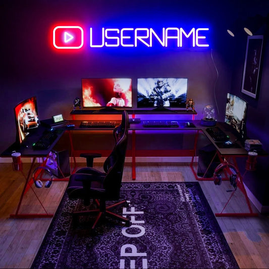 Custom Neon Sign Gaming Decor | Personalized Gamer Tag LED Light for YouTubers, Streamers, and Gamers