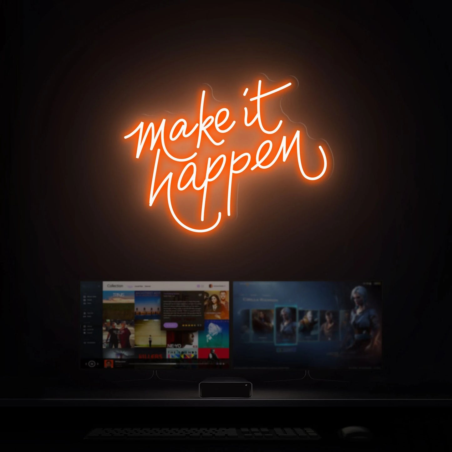 Make It Happen Inspirational Neon Sign | Motivational LED Light for Studio, Gym, Home, Bar, Cafe, Office, Living Room