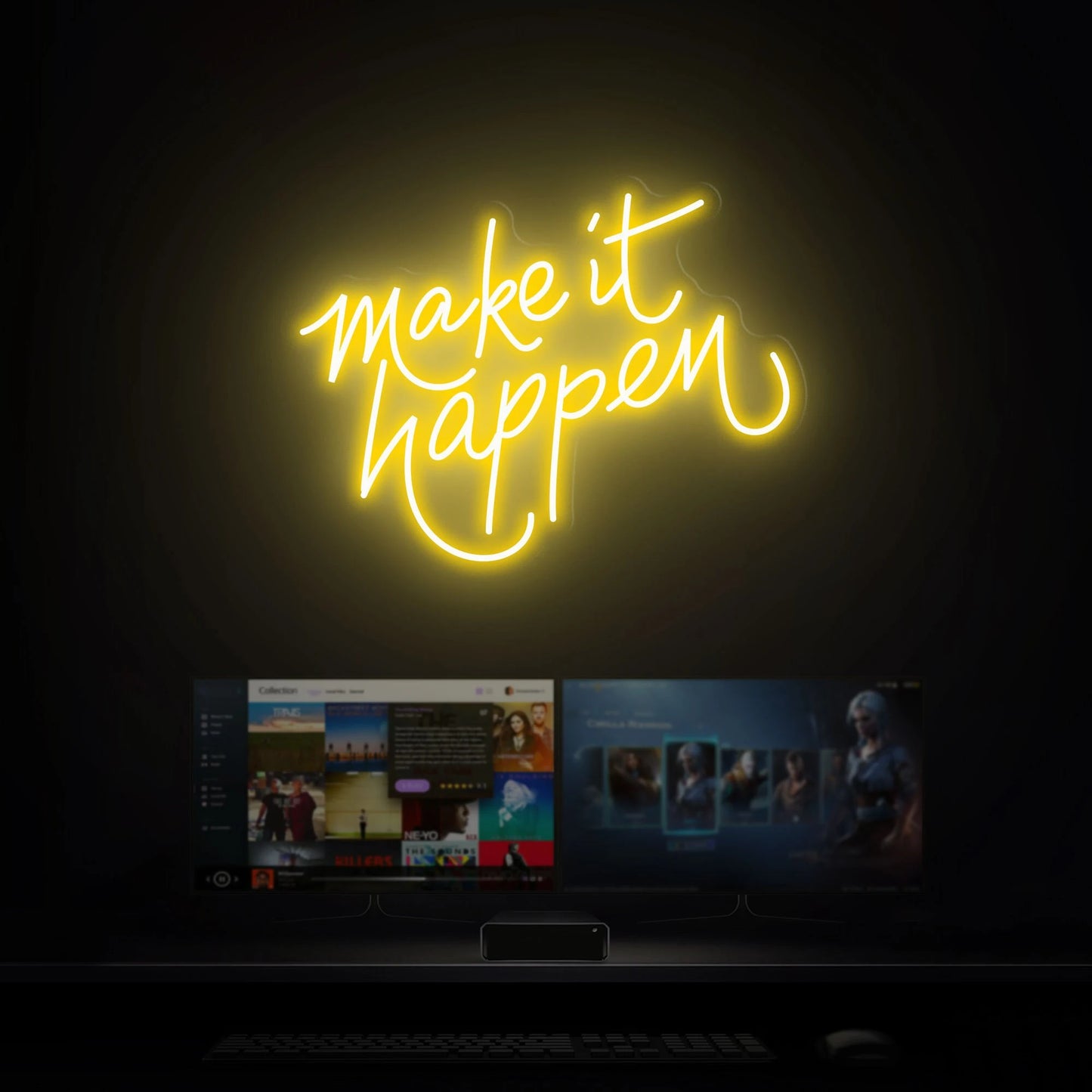 Make It Happen Inspirational Neon Sign | Motivational LED Light for Studio, Gym, Home, Bar, Cafe, Office, Living Room