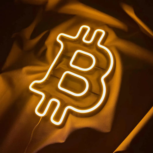 Bitcoin Icon Neon Sign | Cryptocurrency Enthusiast's Bright Decor for Offices, Home, and Studios