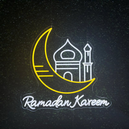 Ramadan Kareem Mosque 2025 Neon Sign - Customizable LED Light for Ramadan Décor