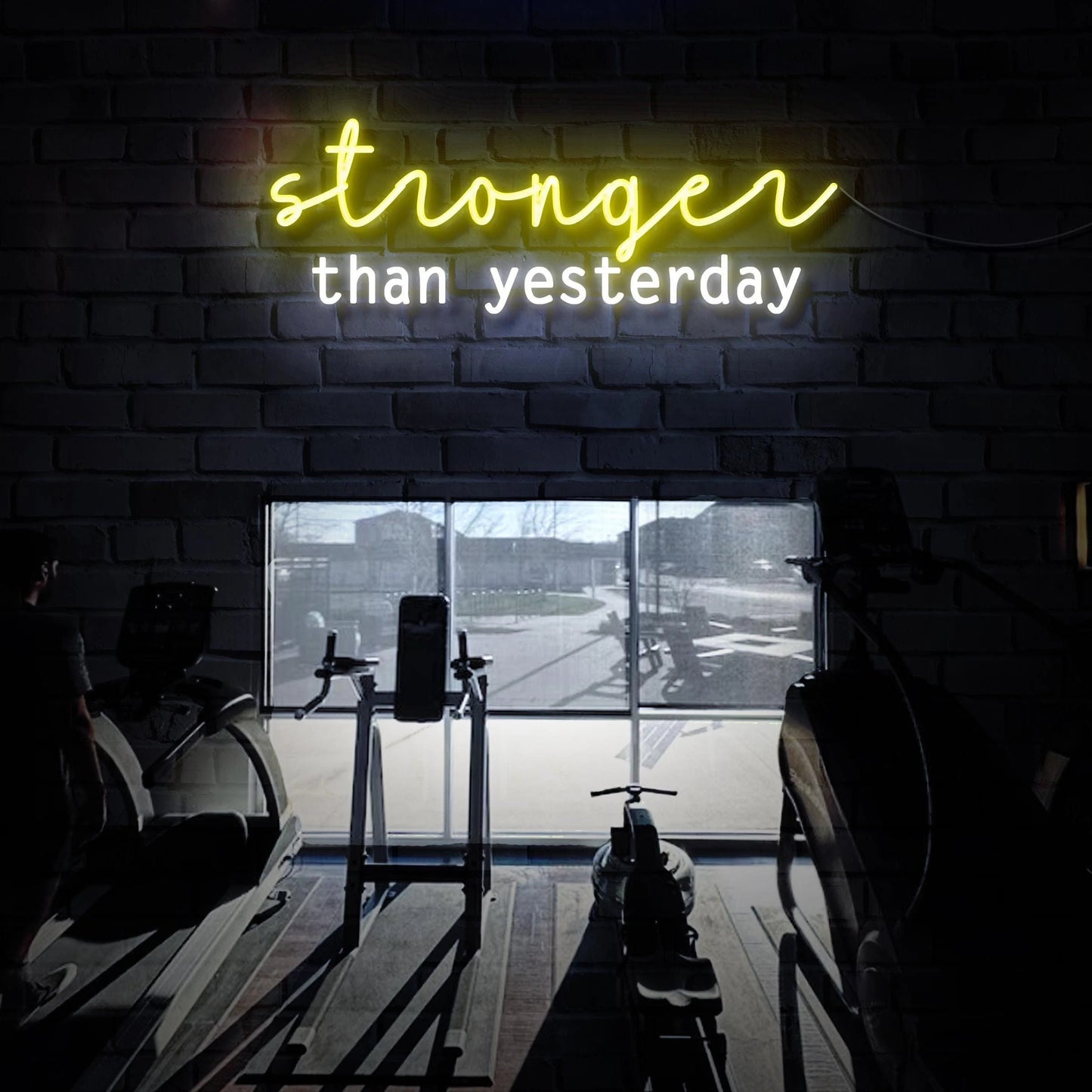 Stronger Than Yesterday Neon Sign | Motivational LED Light for Home Gyms, Offices, and Living Spaces