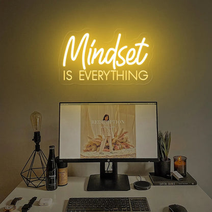 Mindset is Everything Neon Sign | Motivational Handmade Neon Wall Art, Mental Health Positive Décor