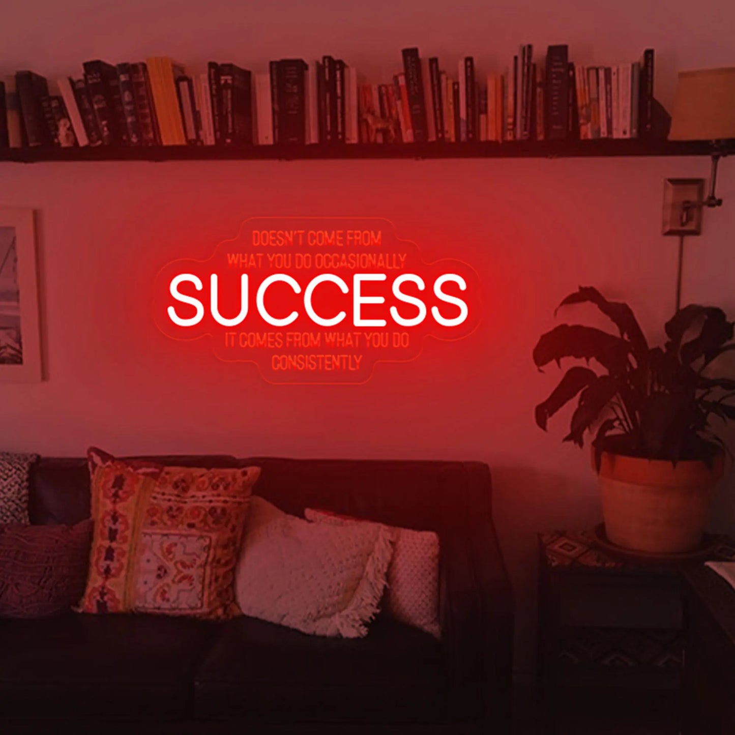 Success Neon Sign | Motivational Office Wall Art & Affirmation Decor for Living Rooms & Workspaces