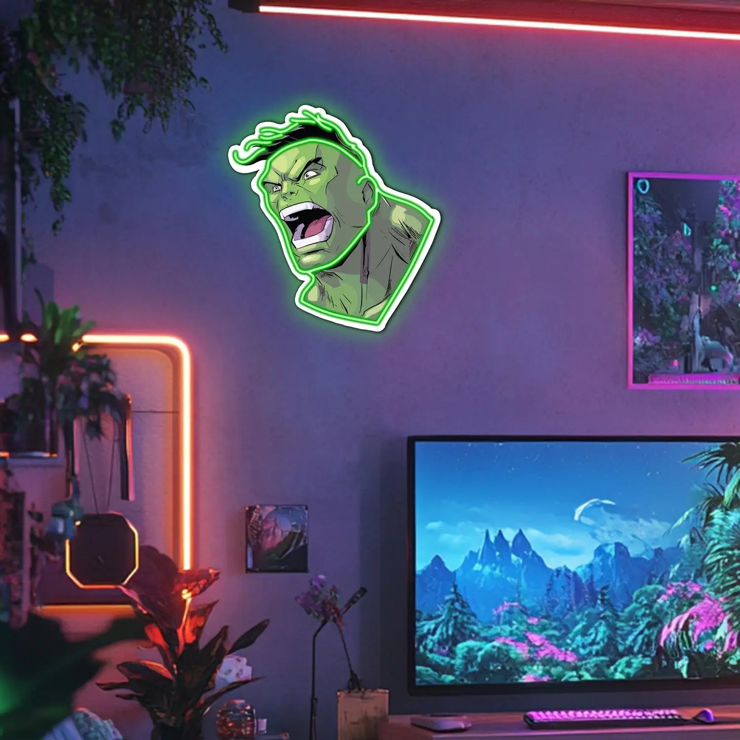 UV Printed Hulk Neon Sign | Custom LED Marvel Neon Wall Art