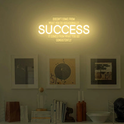 Success Neon Sign | Motivational Office Wall Art & Affirmation Decor for Living Rooms & Workspaces