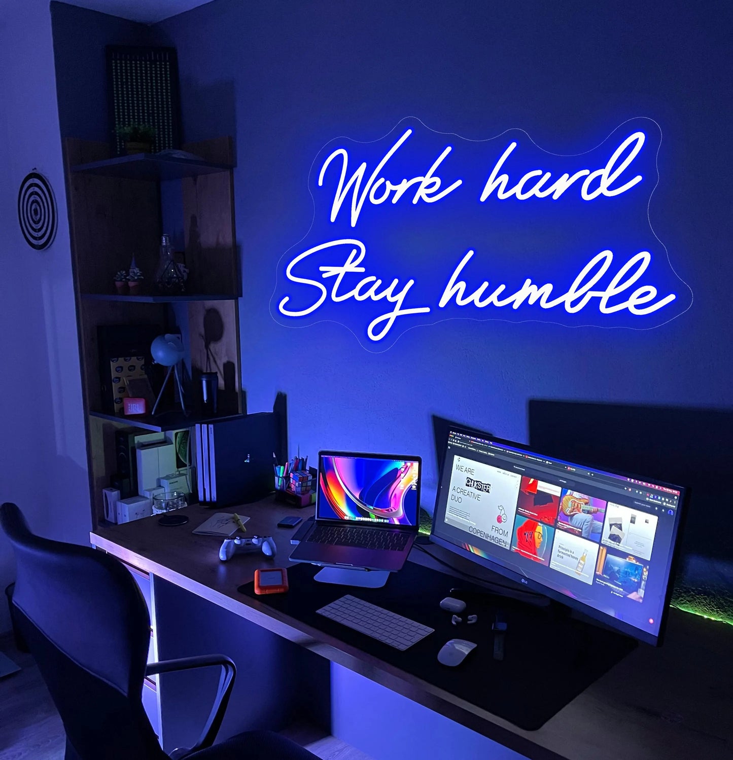 Work Hard Stay Humble Neon Sign | Motivational Home Office Neon Decoration, LED Light Wall Decor