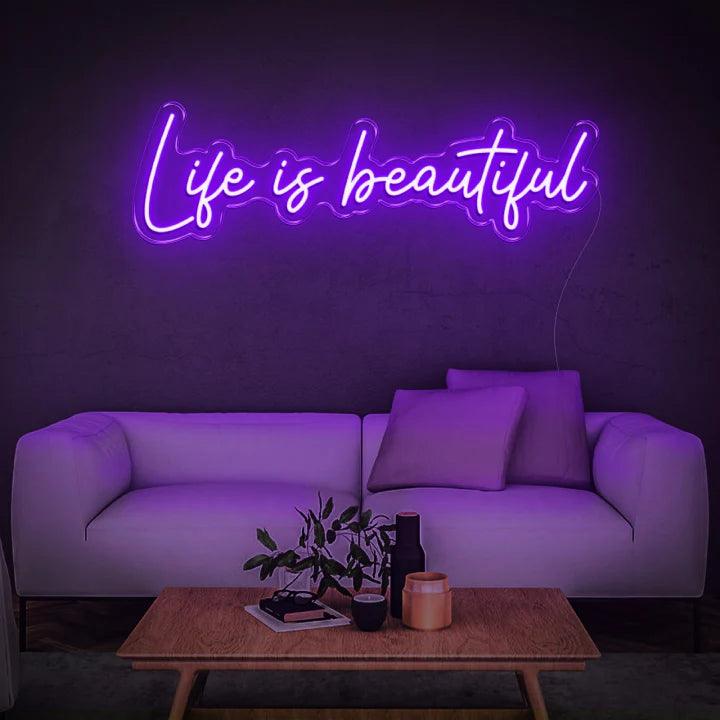 LIFE IS BEAUTIFUL - LED NEON SIGN-Neonsigns-45 x 90 cm-Purple-Neon Brothers