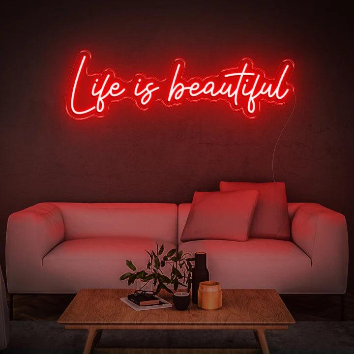 LIFE IS BEAUTIFUL - LED NEON SIGN-Neonsigns-45 x 90 cm-Red-Neon Brothers