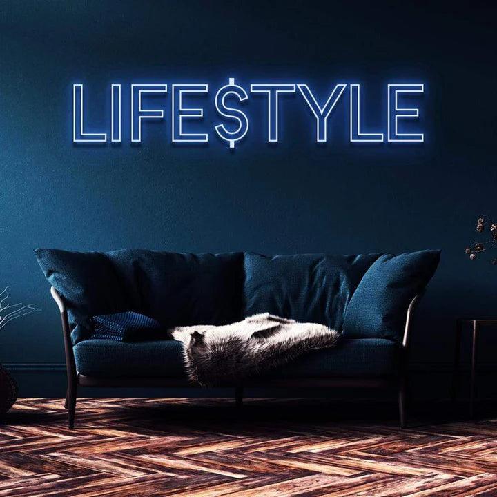 "LIFESTYLE" NEON SIGN-Neonsigns-45 x 90 cm-Blue-Cut to Shape-Neon Brothers