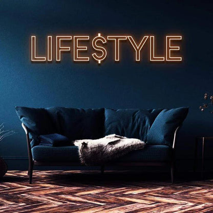 "LIFESTYLE" NEON SIGN-Neonsigns-45 x 90 cm-Orange-Cut to Shape-Neon Brothers