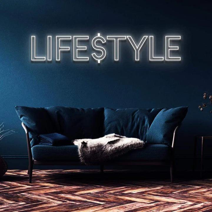 "LIFESTYLE" NEON SIGN-Neonsigns-45 x 90 cm-White-Cut to Shape-Neon Brothers