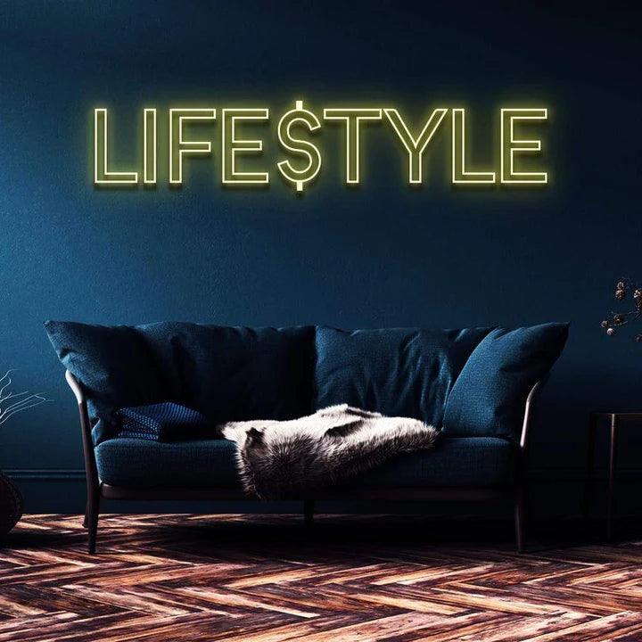 "LIFESTYLE" NEON SIGN-Neonsigns-45 x 90 cm-Yellow-Cut to Shape-Neon Brothers