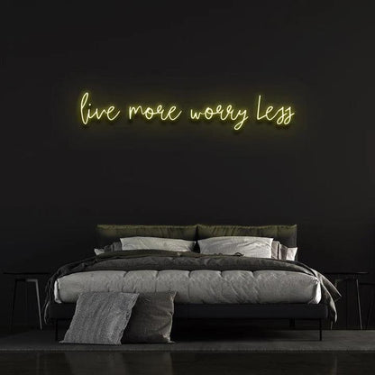 LIVE MORE WORRY LESS NEON SIGN-Neonsigns-Yellow-45 x 105 cm-No-Neon Brothers