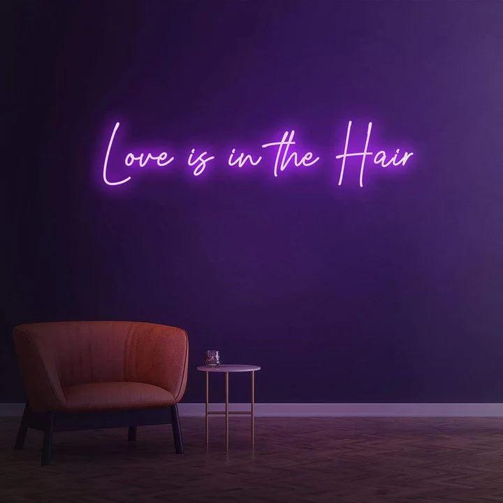 LOVE IS IN THE HAIR - LED NEON SIGN-Neonsigns-45 x 90 cm-Purple-Neon Brothers