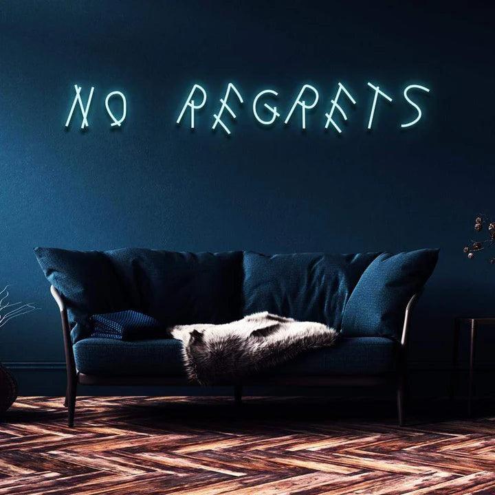 "No Regrets" Neon Sign-Neonsigns-45 x 90 cm-Ice Blue-Cut to Shape-Neon Brothers