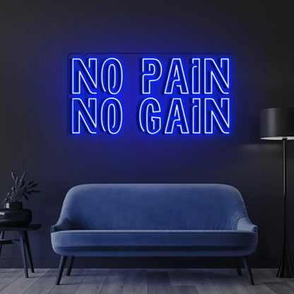 No Pain No Gain Neon Sign | Motivational LED Light for Gym, Fitness, Home, or Office Decor