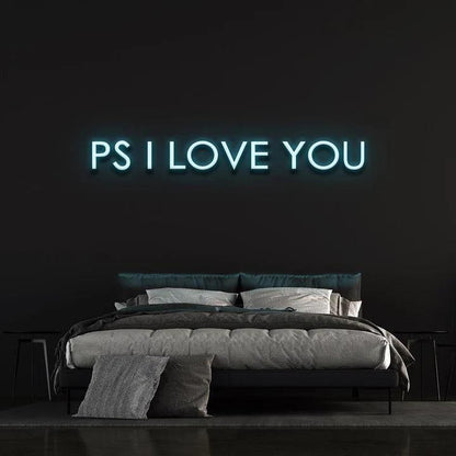 P.S I LOVE YOU - LED NEON SIGN-Neonsigns-45 x 90 cm-Ice Blue-Neon Brothers