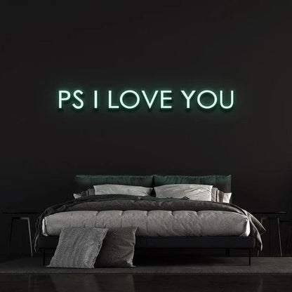 P.S I LOVE YOU - LED NEON SIGN-Neonsigns-45 x 90 cm-Teal-Neon Brothers