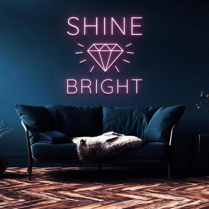 "SHINE BRIGHT LIKE A DIAMOND" NEON SIGN-Neonsigns-45 x 90 cm-Pink-Cut to Shape-Neon Brothers