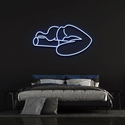 SMOKING LIPS - LED NEON SIGN-Neonsigns-45 x 90 cm-Blue-Neon Brothers