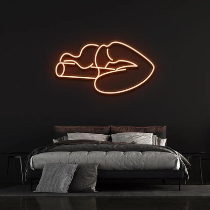 SMOKING LIPS - LED NEON SIGN-Neonsigns-45 x 90 cm-Orange-Neon Brothers