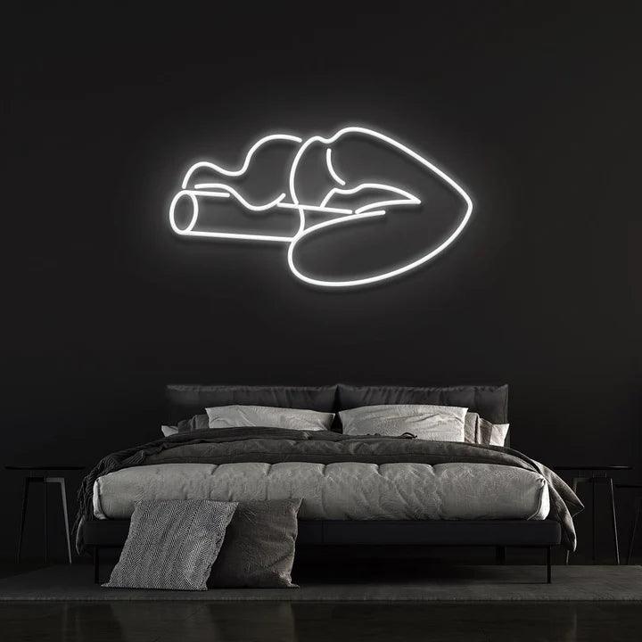 SMOKING LIPS - LED NEON SIGN-Neonsigns-45 x 90 cm-White-Neon Brothers