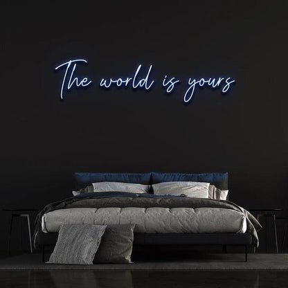 THE WORLD IS YOURS NEON SIGN-Neonsigns-Blue-45 x 90 cm-Neon Brothers