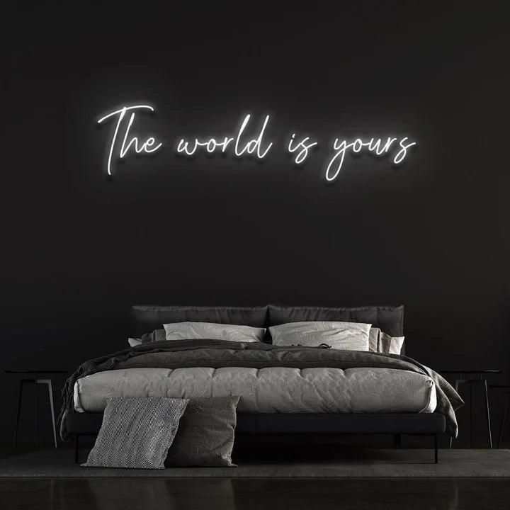 THE WORLD IS YOURS NEON SIGN-Neonsigns-White-45 x 90 cm-Neon Brothers