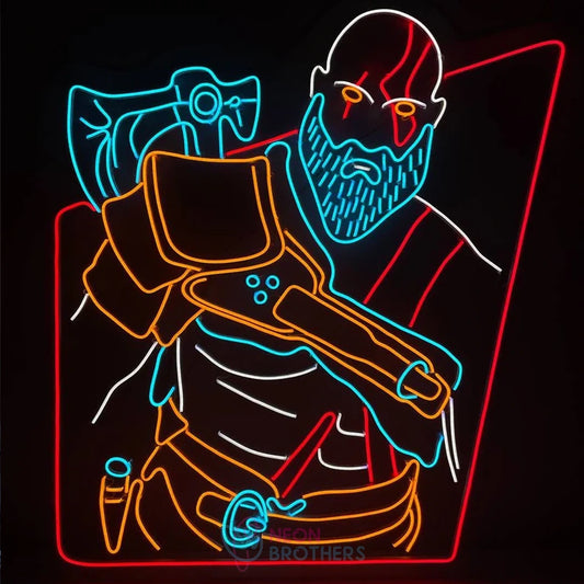 Viking Character LED Neon Sign | Bold Nordic Design for Game Rooms & Home Décor