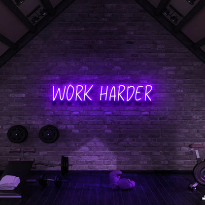 Work Harder Neon Sign | Motivational LED Wall Decor for Offices, Gyms & Workspaces